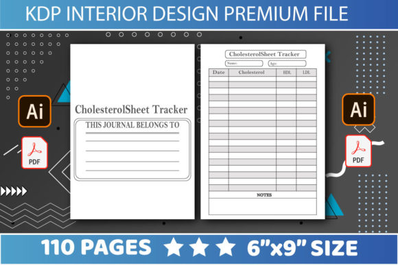 KDP Cholesterol Tracker: Editable 6x9 Design Asset