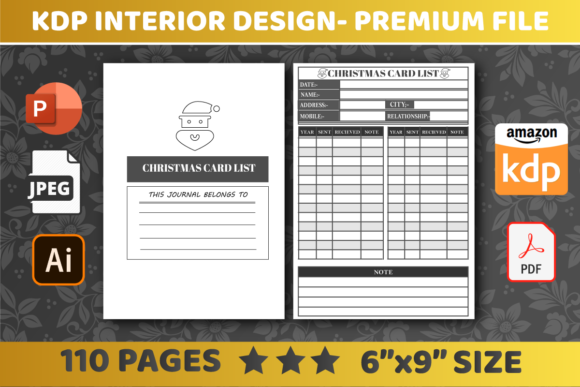 KDP Interiors Christmas Card List: 6x9 No Bleed Guide