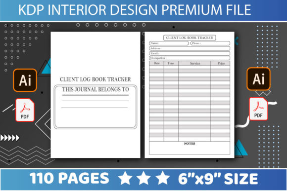 KDP Interiors Client Log Book Tracker: 6x9 Editable Template