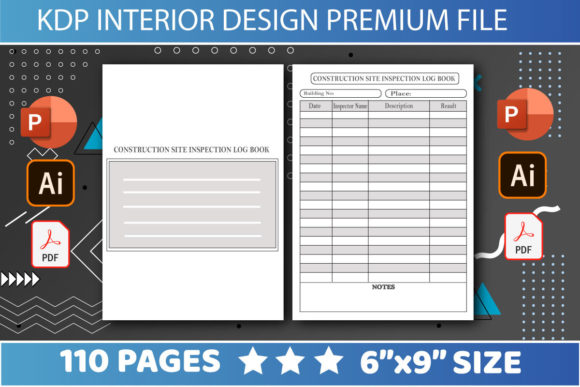 KDP Interiors Construction Log Book: Editable 6x9 Template