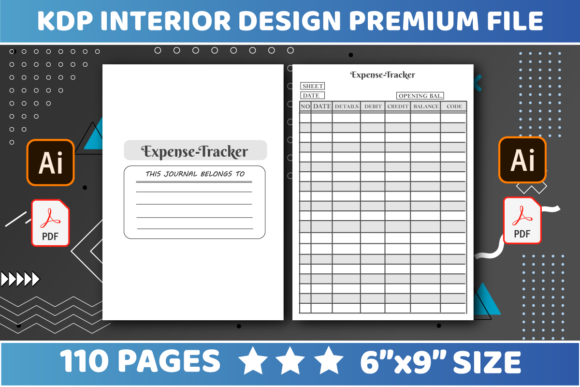 KDP Interiors Expense Tracker: Editable 6x9 Template