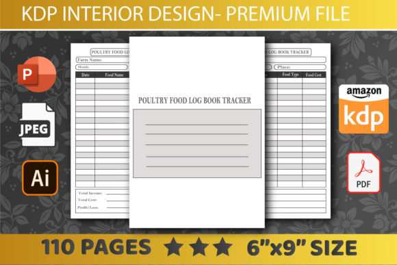 KDP Interiors Poultry Food Log Book: 6x9 Editable Template